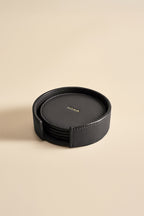 OLEADA NYC Apparel and Accessories > Women > Small Leather Goods > Leather Cardholder Color_Onyx Sip N Stay Coasters (Set of 4)