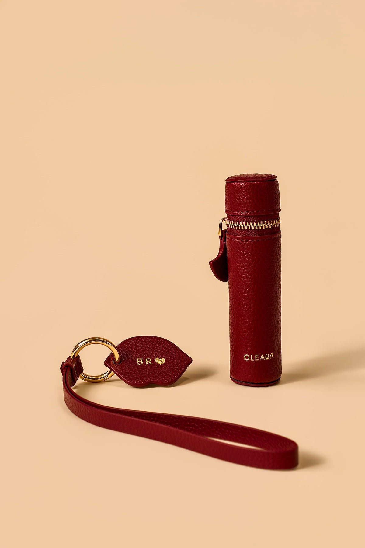 OLEADA NYC Apparel and Accessories > Women > Small Leather Goods > Leather Case Color_Scarlet The Lip Capsule Charm