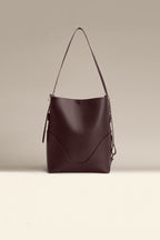 OLEADA NYC Bucket Bag > Leather Tote Bag For Women > Large Capacity Handbag > Convertible To Shoulder Bag > stylish 14 inch laptop bag Color_Chocolate Marina Soft Bucket