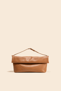 OLEADA NYC Shoulder Bag > Leather Shoulder Bag For Women > Leather Handbag > Convertible To Handbag > Fits 14" laptop> Color_Cognac Marina Foldover Bag